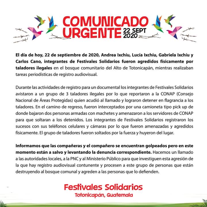 Agresión a Festivales Solidarios | Guatemala